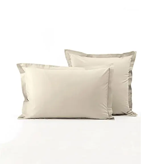 Taie d'oreiller Sylvie Thiriez - percale beige pashmina