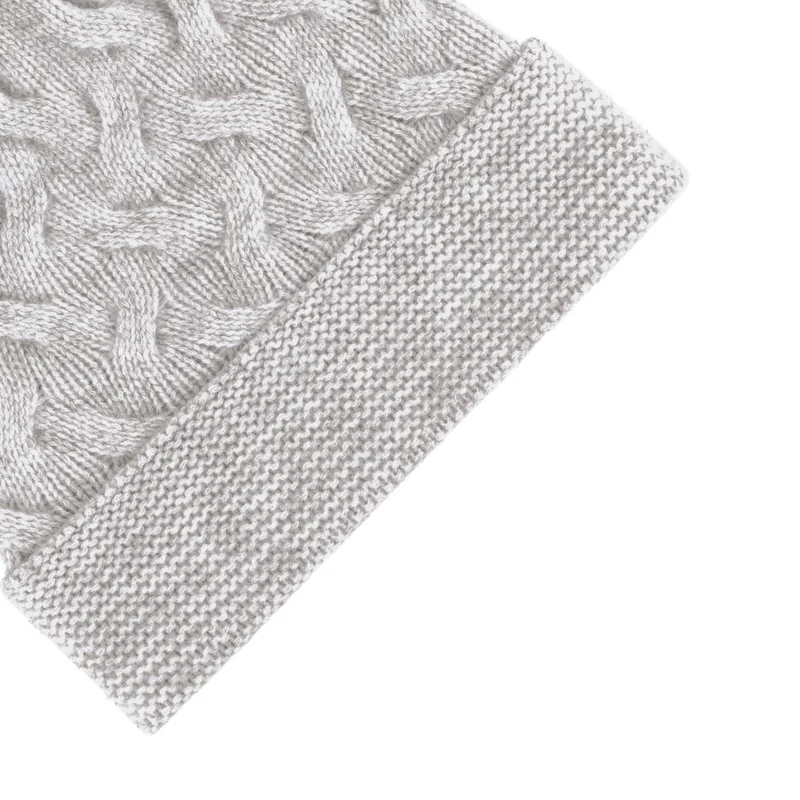 Bonnet à pompon cachemire - Gris claire