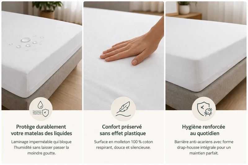 Protège-matelas imperméable & respirant - 100 % coton naturel