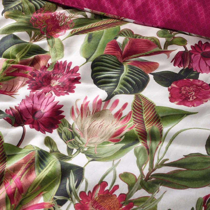 Drap-housse satin de coton - Garden Micro Fuchsia