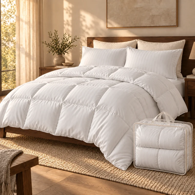 Couette 100 % laine naturelle – Enveloppe satin de coton 120 fils/cm²