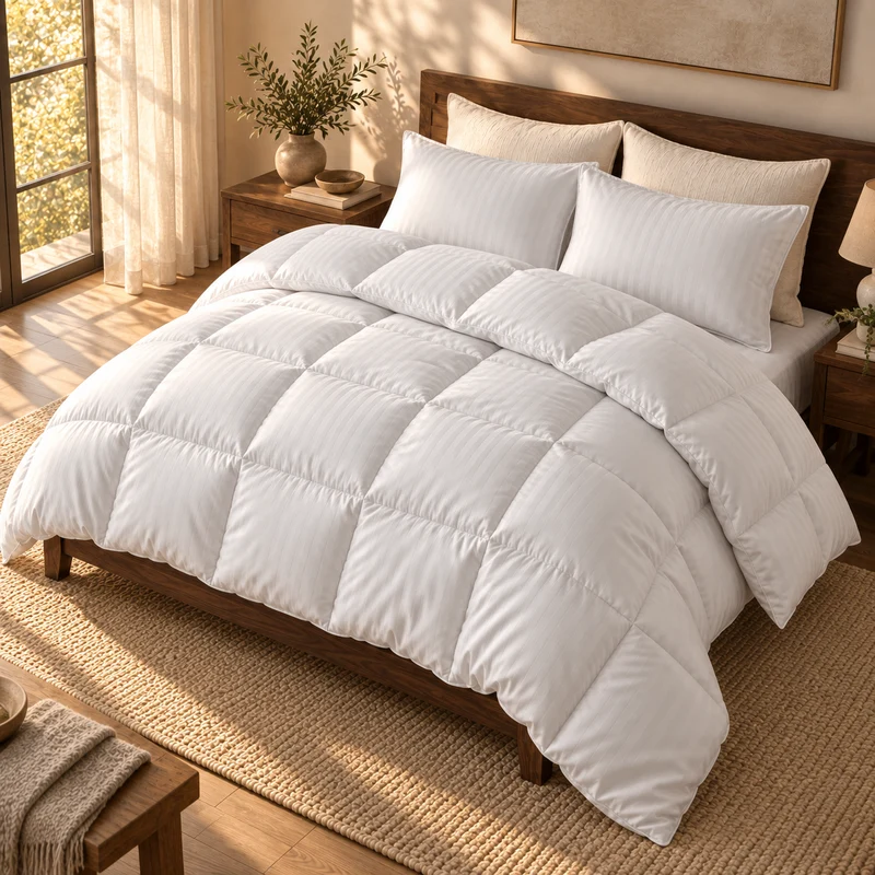 Couette 100 % laine naturelle – Enveloppe satin de coton 120 fils/cm²