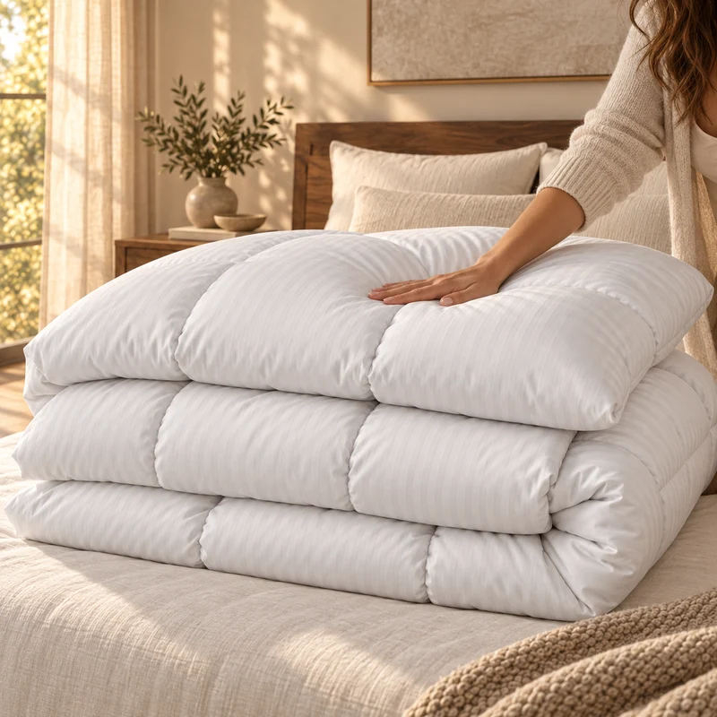 Couette 100 % laine naturelle – Enveloppe satin de coton 120 fils/cm²