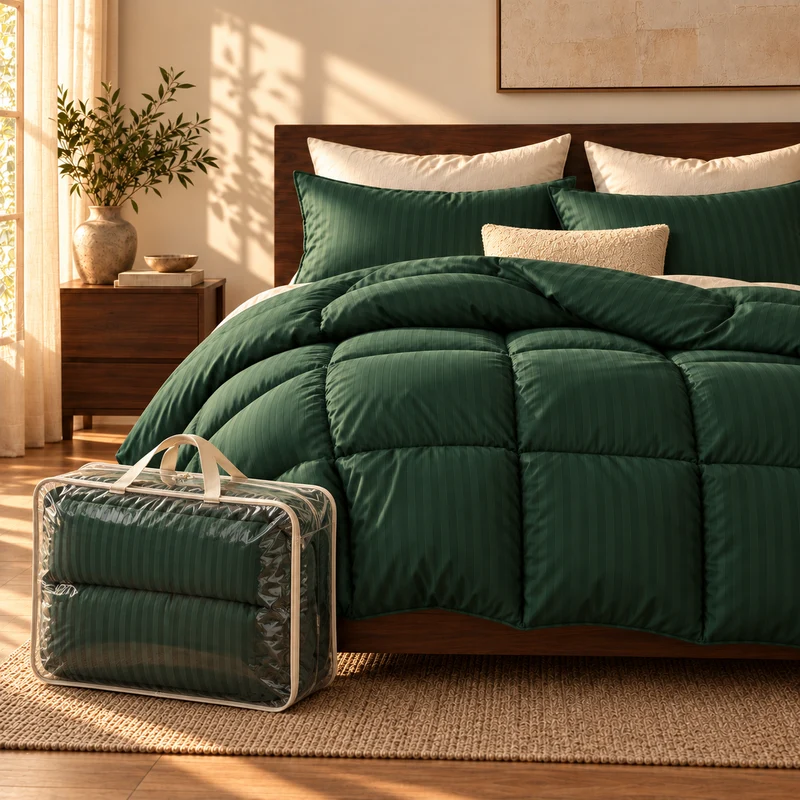 Couette 100 % laine naturelle – Enveloppe satin de coton 120 fils/cm²