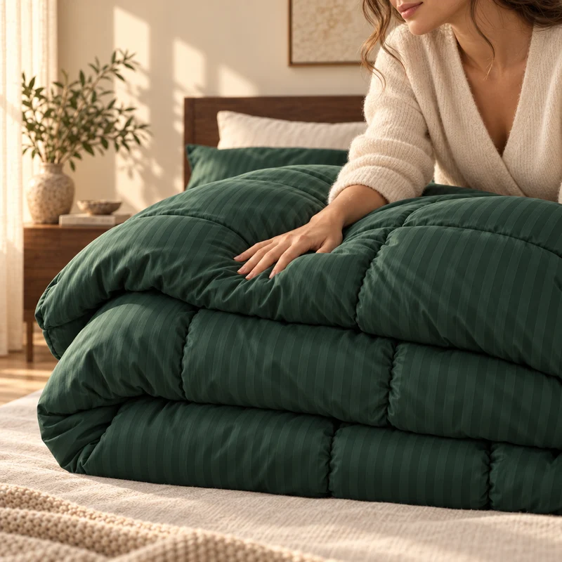 Couette 100 % laine naturelle – Enveloppe satin de coton 120 fils/cm²