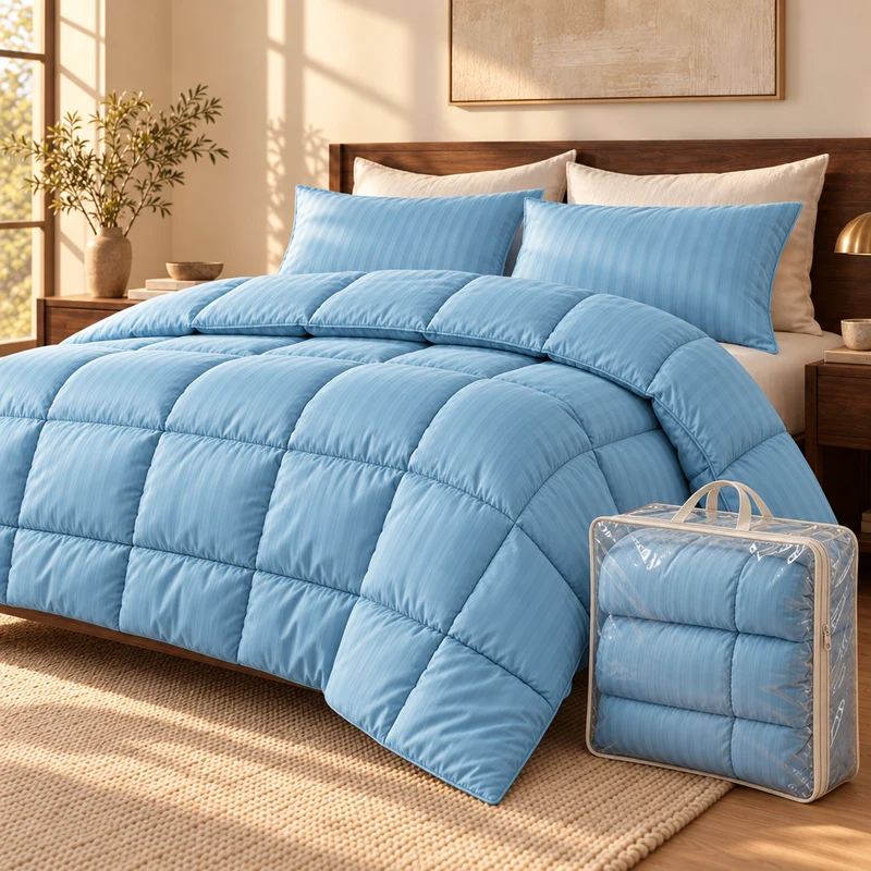 Couette 100 % laine naturelle – Enveloppe satin de coton 120 fils/cm²