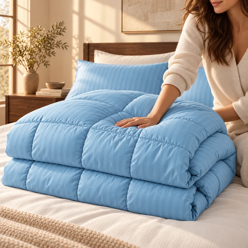 Couette 100 % laine naturelle – Enveloppe satin de coton 120 fils/cm²