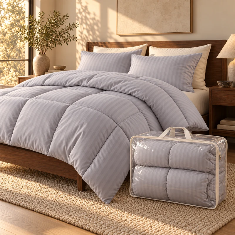 Couette 100 % laine naturelle – Enveloppe satin de coton 120 fils/cm²