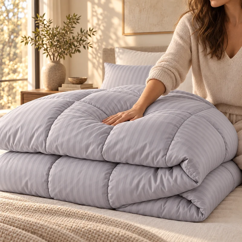 Couette 100 % laine naturelle – Enveloppe satin de coton 120 fils/cm²