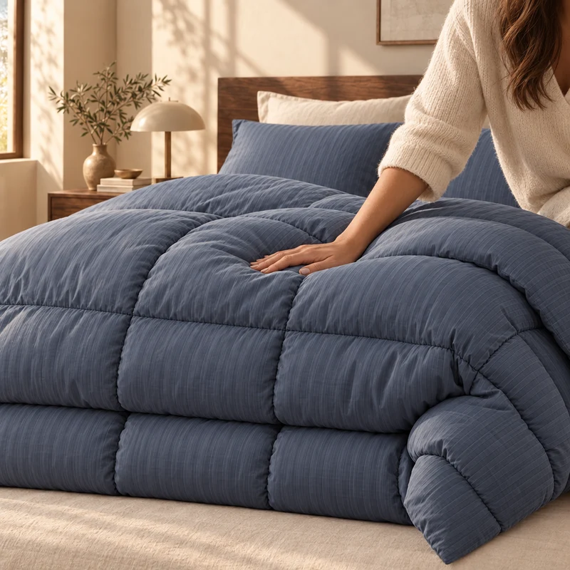 Couette 100 % laine naturelle – Enveloppe satin de coton 120 fils/cm²
