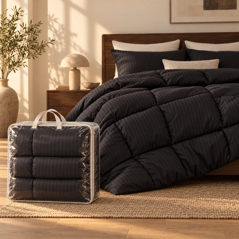 Couette 100 % laine naturelle – Enveloppe satin de coton 120 fils/cm²