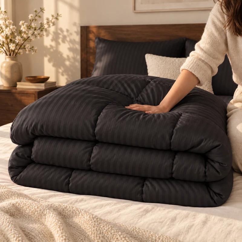 Couette 100 % laine naturelle – Enveloppe satin de coton 120 fils/cm²