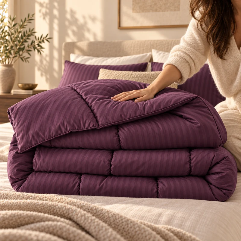 Couette 100 % laine naturelle – Enveloppe satin de coton 120 fils/cm²