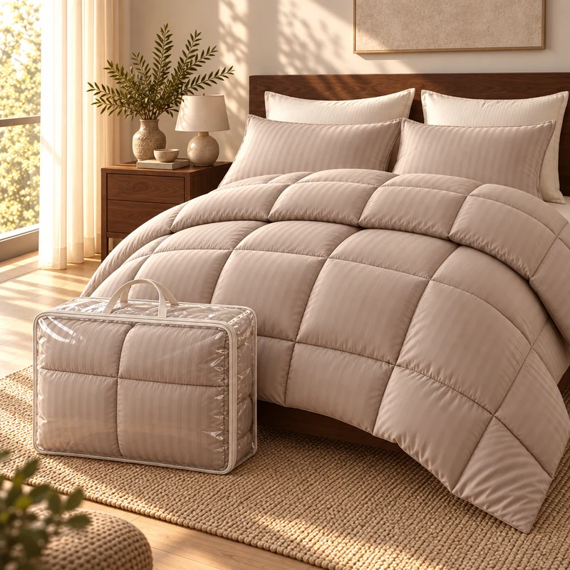 Couette 100 % laine naturelle – Enveloppe satin de coton 120 fils/cm²