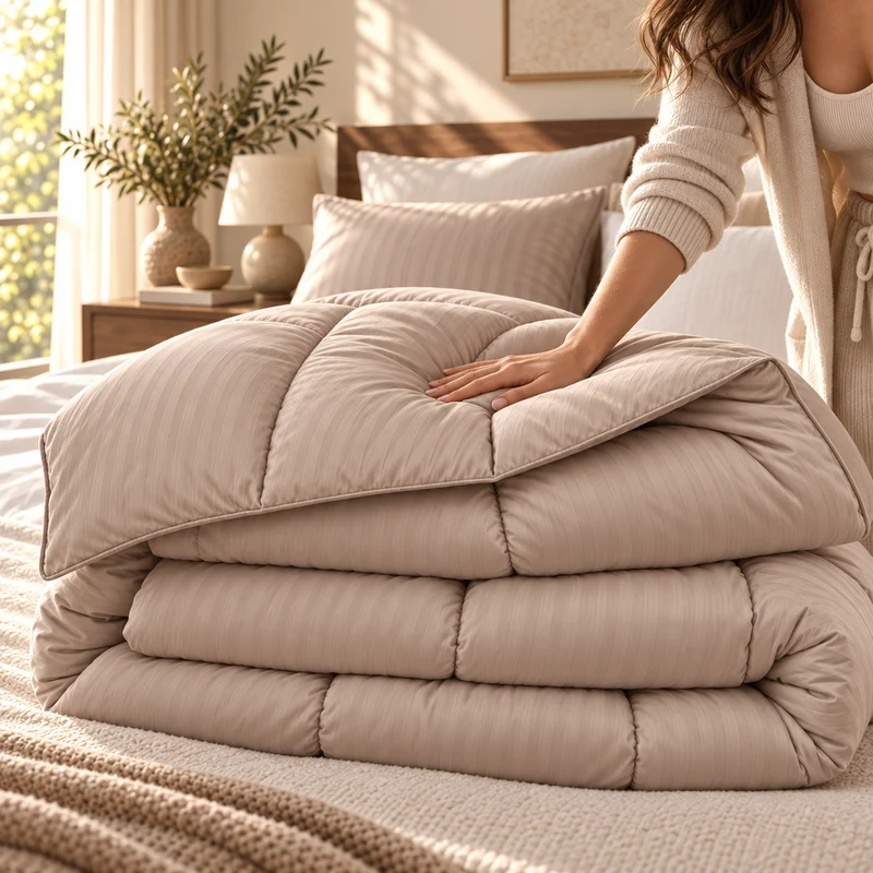 Couette 100 % laine naturelle – Enveloppe satin de coton 120 fils/cm²