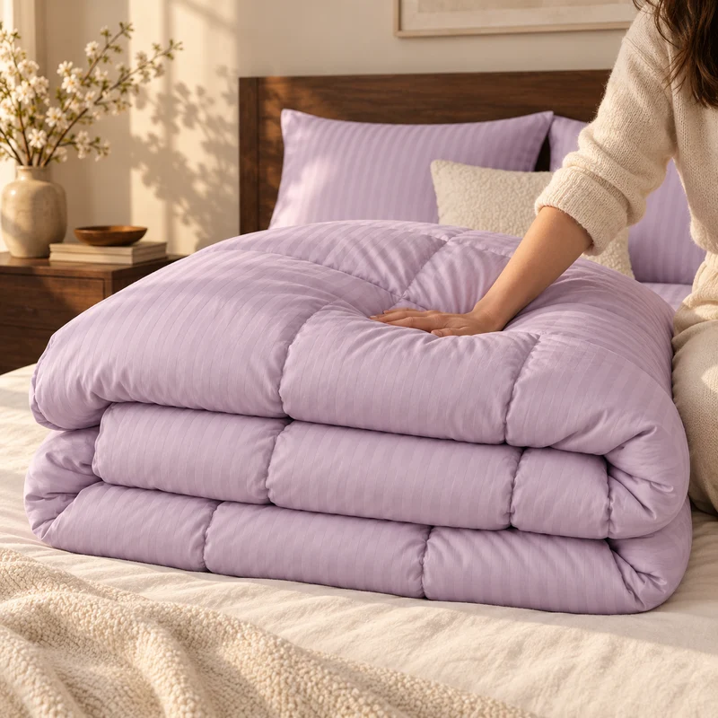 Couette 100 % laine naturelle – Enveloppe satin de coton 120 fils/cm²