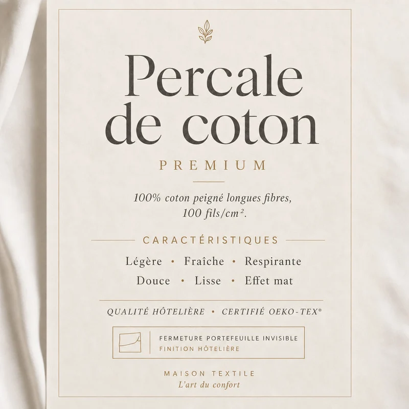 Drap housse percale de coton 100 fils/cm²