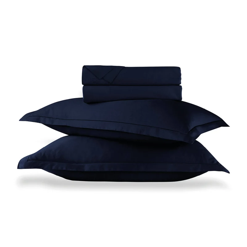 Ensemble de draps satin de coton - Uni 1 baratta Bleu 11