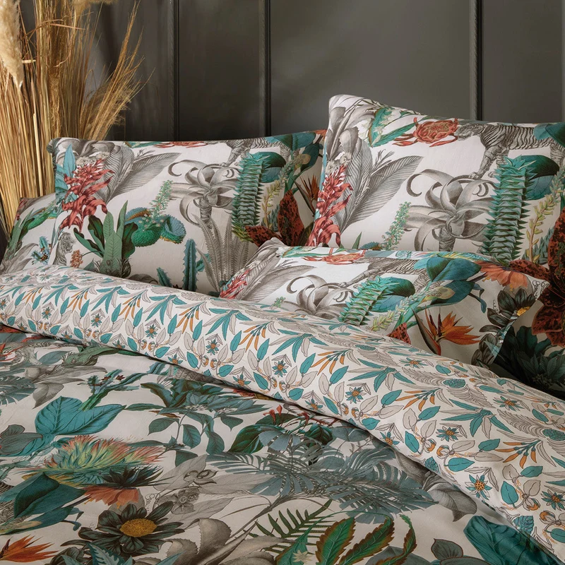 Housse de couette + taie(s) d'oreiller satin de coton -Zanzibar blanc