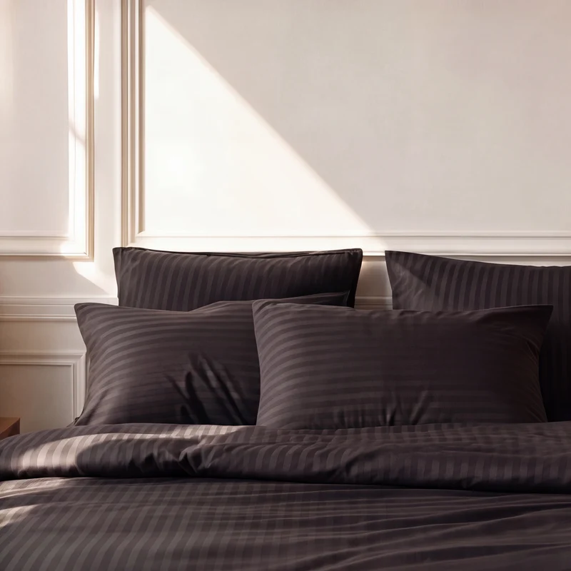 Parure de lit satin premium - Rayures satinées