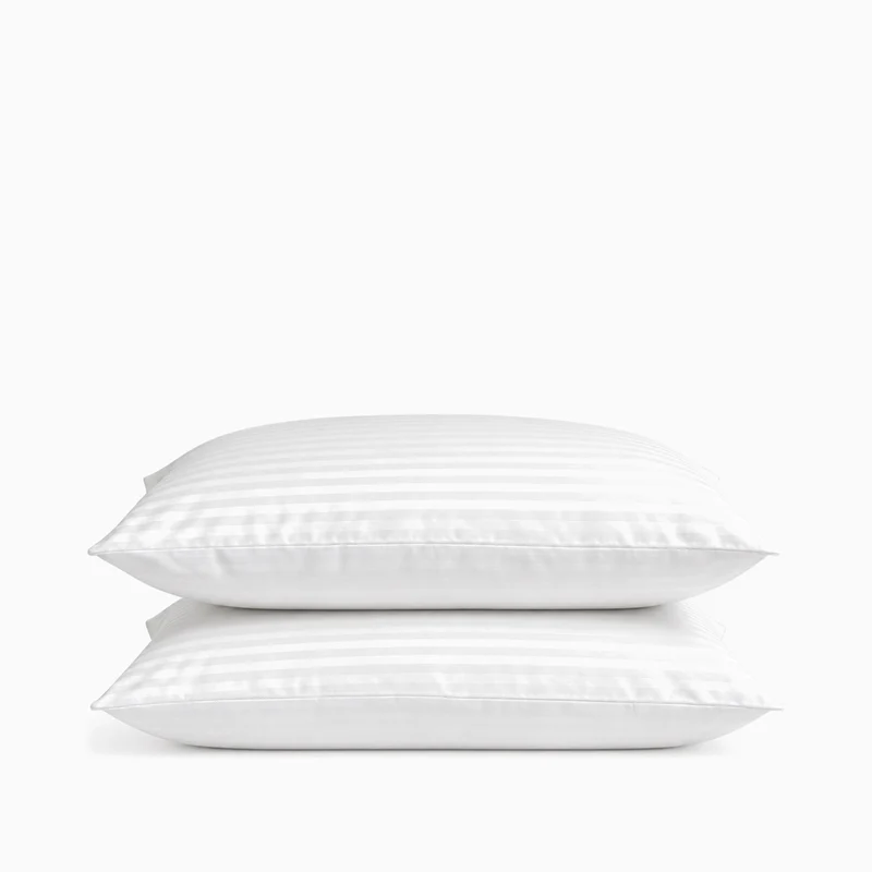 2 Taies d'oreiller satin premium - Rayures satinées
