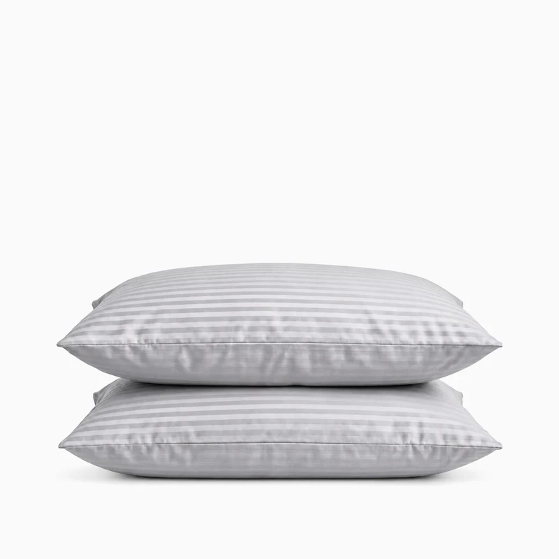 2 Taies d'oreiller satin premium - Rayures satinées