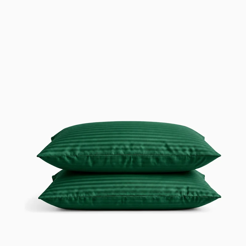 2 Taies d'oreiller satin premium - Rayures satinées