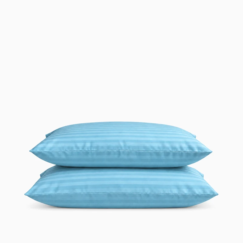 2 Taies d'oreiller satin premium - Rayures satinées