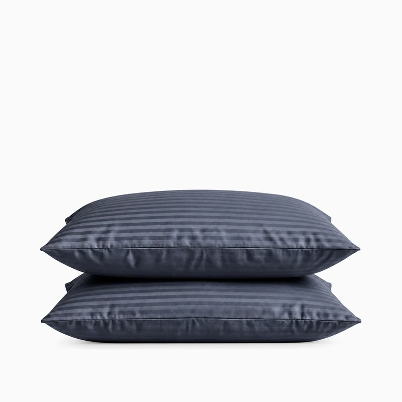 2 Taies d'oreiller satin premium - Rayures satinées