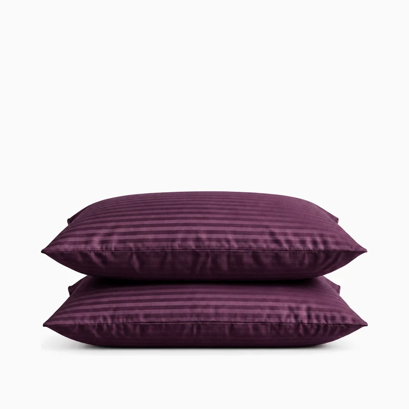 2 Taies d'oreiller satin premium - Rayures satinées