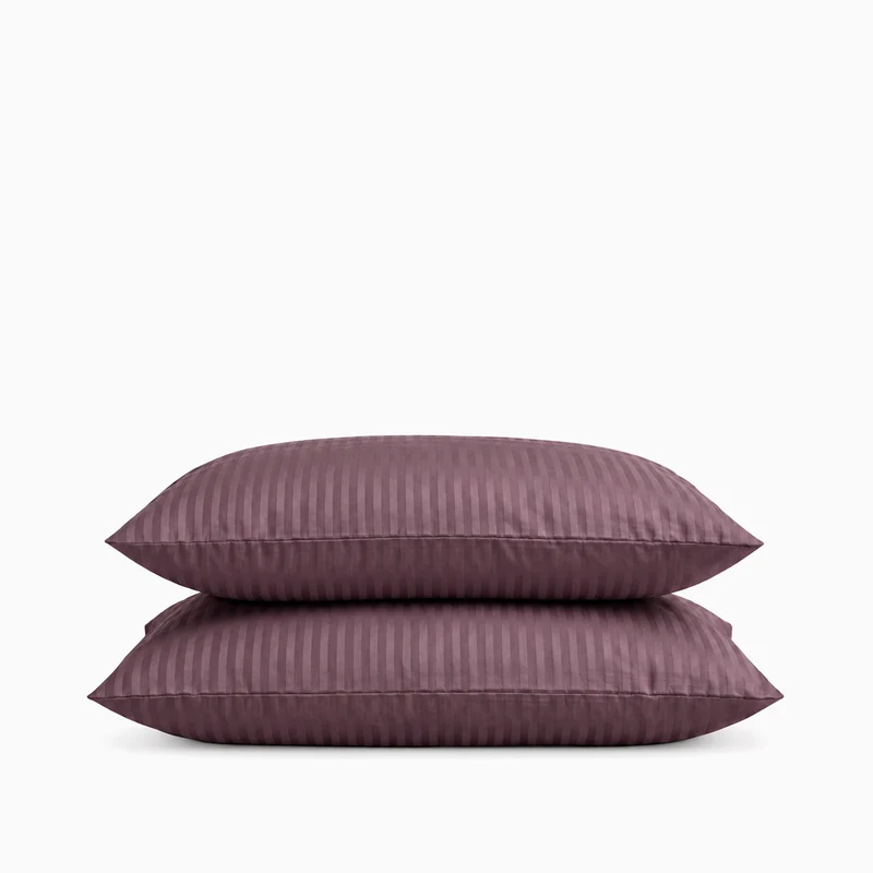 2 Taies d'oreiller satin premium - Rayures satinées