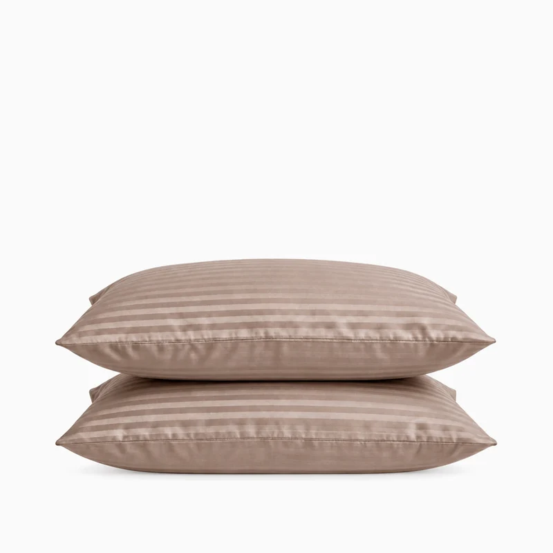 2 Taies d'oreiller satin premium - Rayures satinées