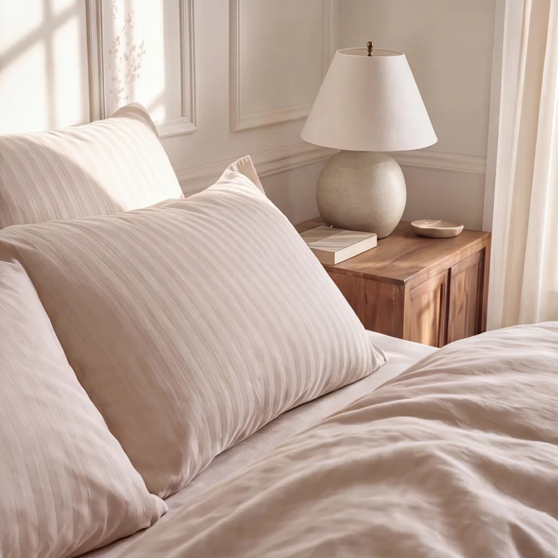 Parure de lit satin premium - Rayures satinées