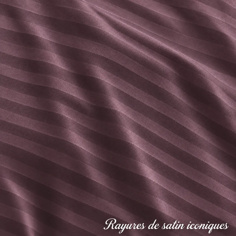 Parure de lit satin premium - Rayures satinées