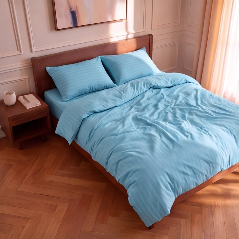 Housse de couette satin premium - Rayures satinées