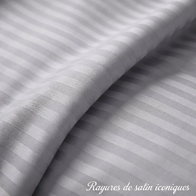 Housse de couette satin premium - Rayures satinées