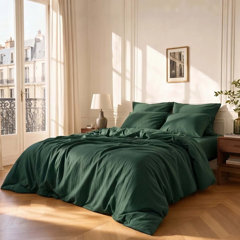 Housse de couette satin premium - Rayures satinées