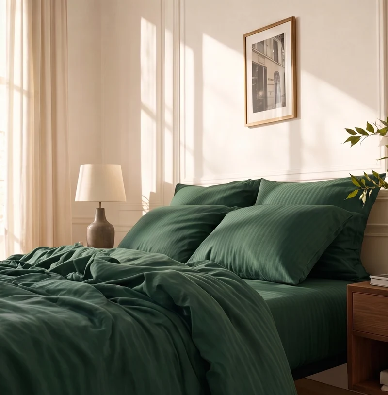 Housse de couette satin premium - Rayures satinées