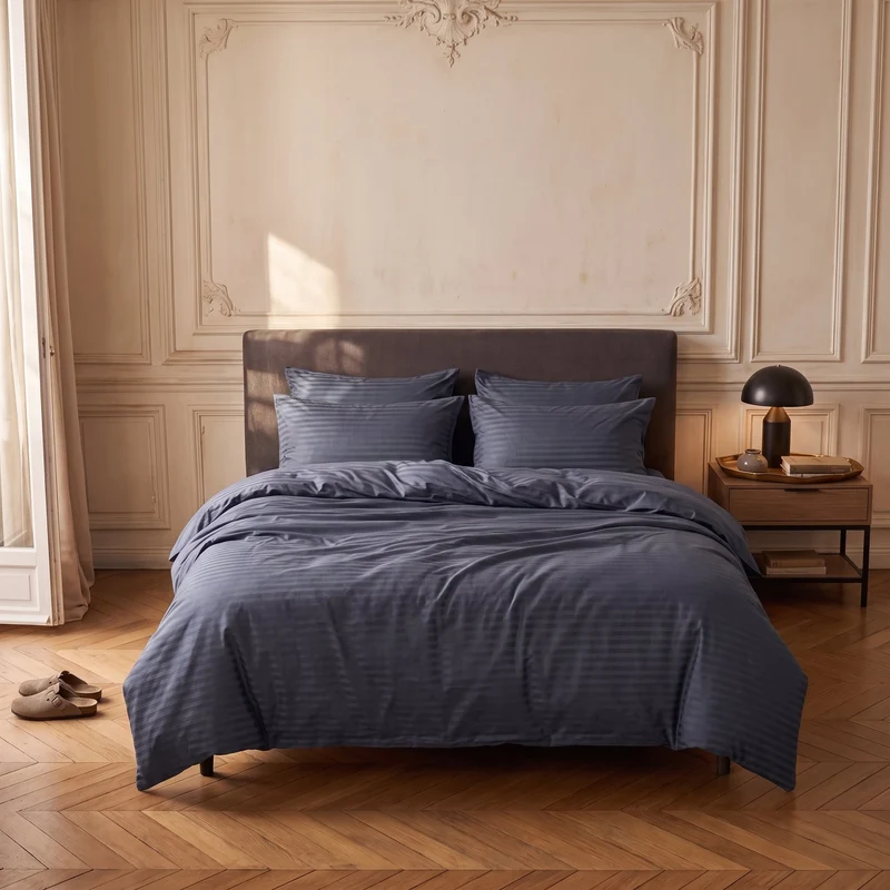 Housse de couette satin premium - Rayures satinées
