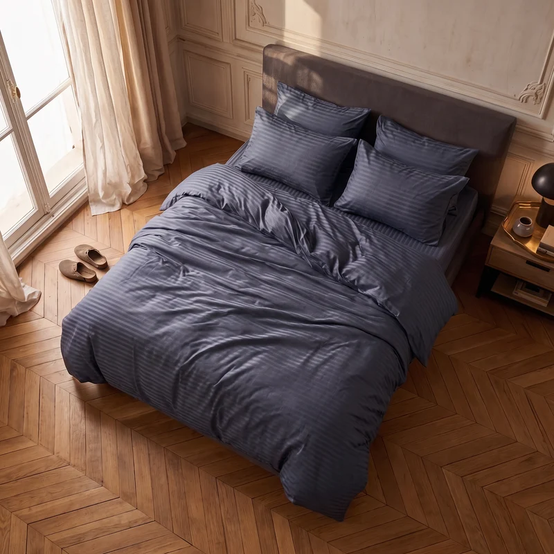 Housse de couette satin premium - Rayures satinées