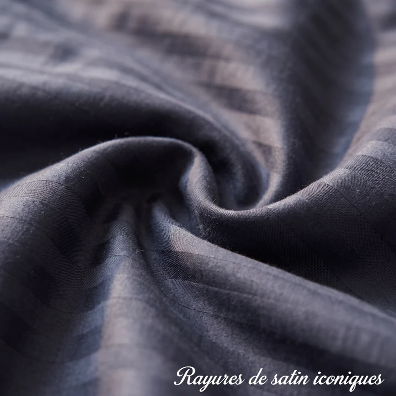 Housse de couette satin premium - Rayures satinées