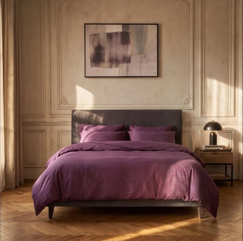 Housse de couette satin premium - Rayures satinées