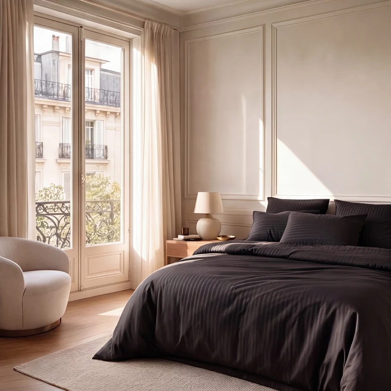Housse de couette satin premium - Rayures satinées