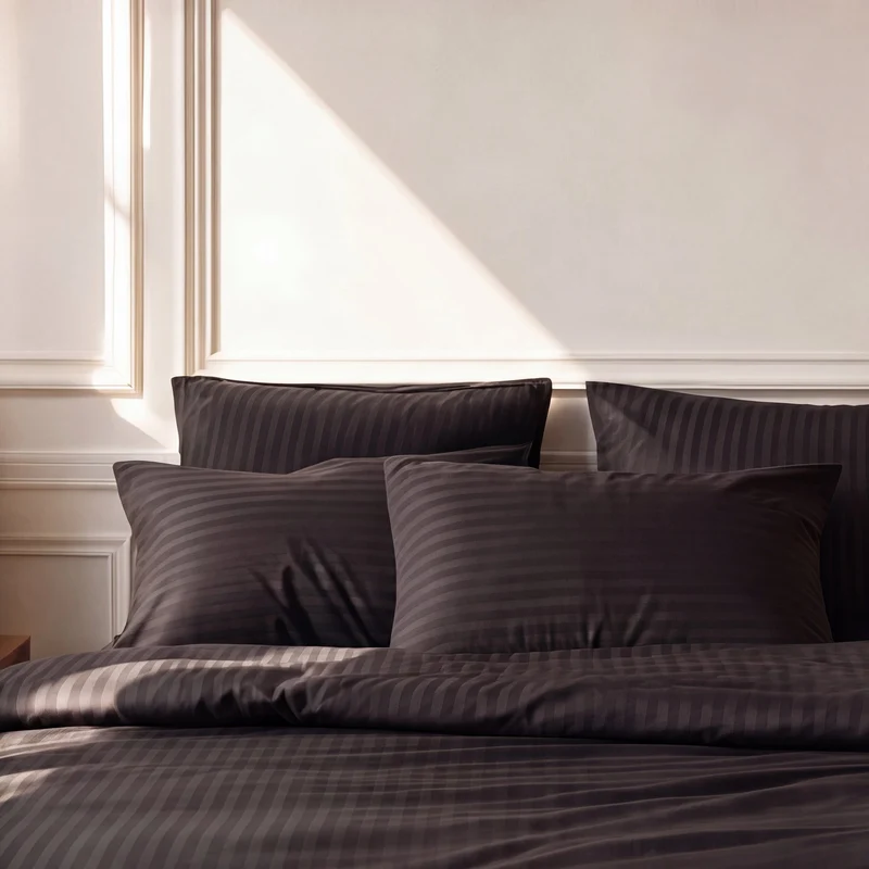 Housse de couette satin premium - Rayures satinées