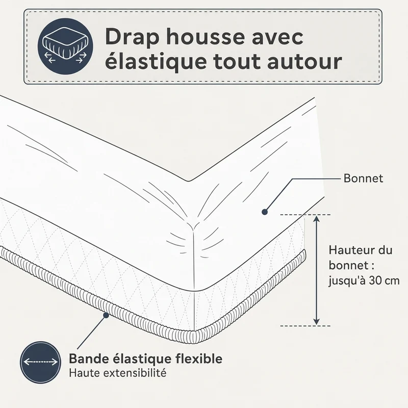 Drap housse percale de coton 100 fils/cm²
