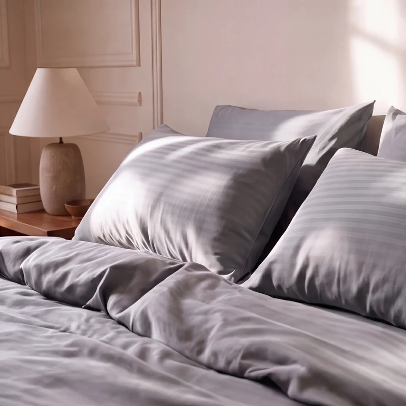 Parure de lit satin premium - Rayures satinées