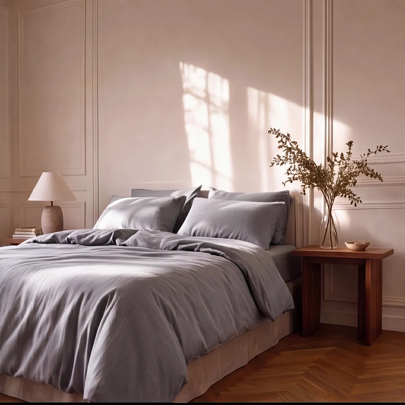 Parure de lit satin premium - Rayures satinées