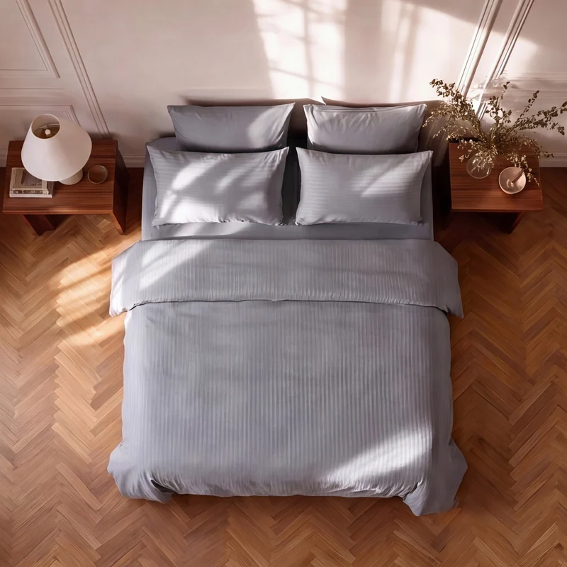 Parure de lit satin premium - Rayures satinées
