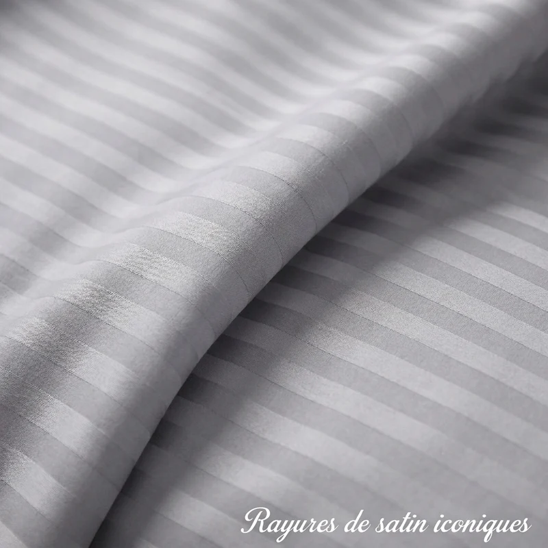 Parure de lit satin premium - Rayures satinées