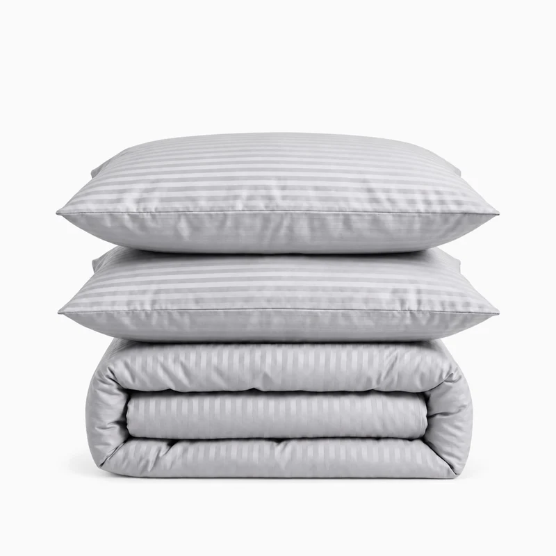 Parure de lit satin premium - Rayures satinées